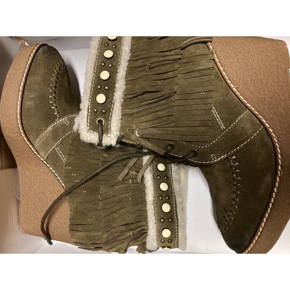 Sam Edelman Women's Suede  Boot Bootie Size 8 US Moss Green New In Box - Picture 2 of 5